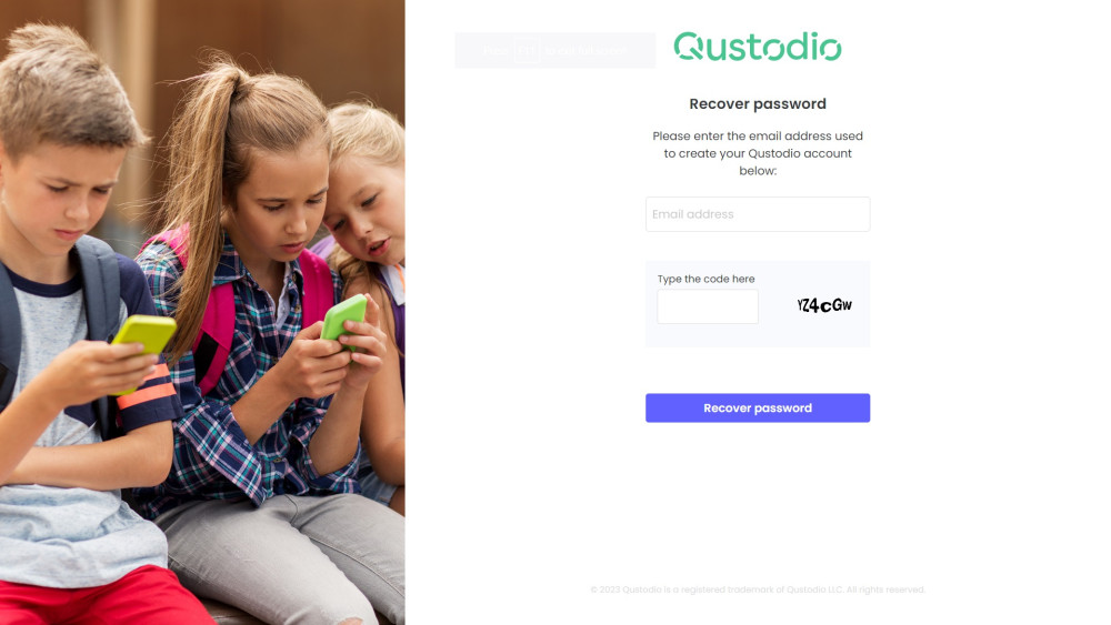 Qustodio recover password page